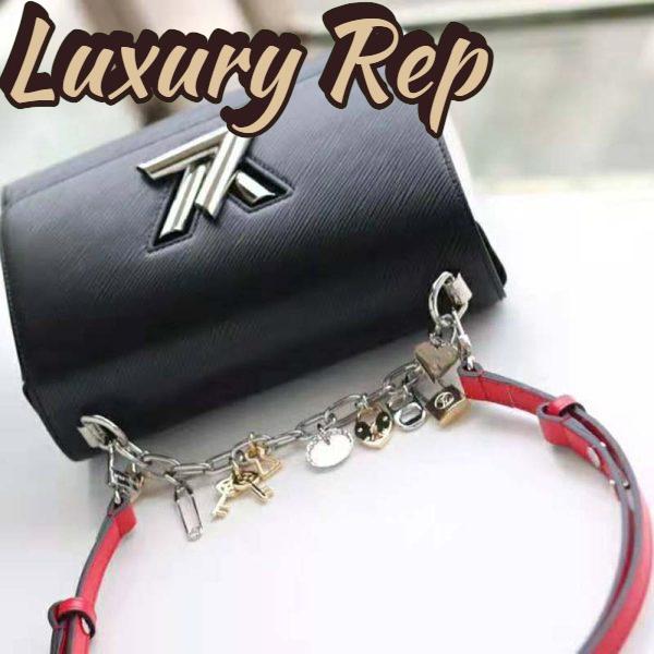 Replica Louis Vuitton LV Women Twist MM LV Love Lock Charms Handbag in Epi Cowhide Leather-Black 5