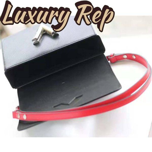 Replica Louis Vuitton LV Women Twist MM LV Love Lock Charms Handbag in Epi Cowhide Leather-Black 8