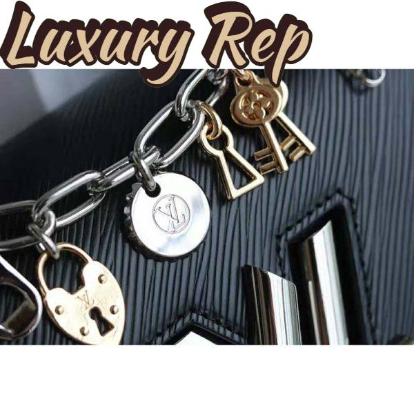 Replica Louis Vuitton LV Women Twist MM LV Love Lock Charms Handbag in Epi Cowhide Leather-Black 9