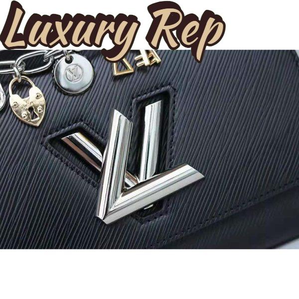 Replica Louis Vuitton LV Women Twist MM LV Love Lock Charms Handbag in Epi Cowhide Leather-Black 10