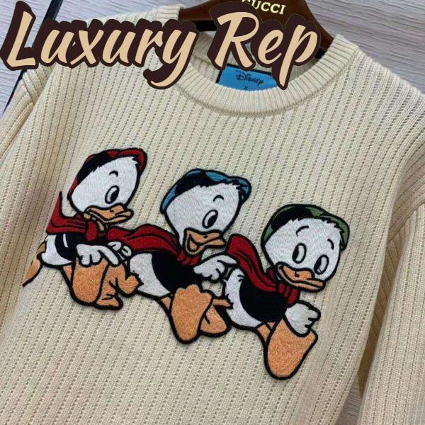 Replica Gucci Women Disney x Gucci Donald Duck Cotton Wool Sweater Crewneck-White 6