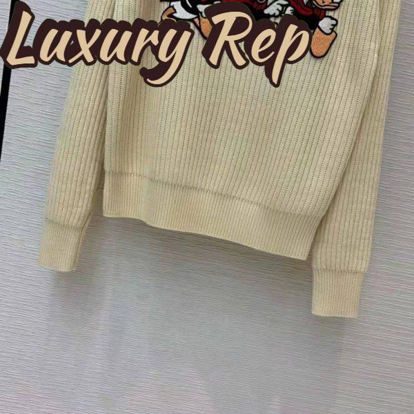 Replica Gucci Women Disney x Gucci Donald Duck Cotton Wool Sweater Crewneck-White 7