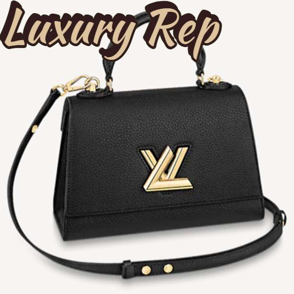 Replica Louis Vuitton LV Women Twist One Handle PM Handbag Black Taurillon Cowhide