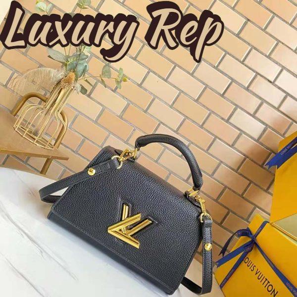 Replica Louis Vuitton LV Women Twist One Handle PM Handbag Black Taurillon Cowhide 3