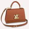 Replica Louis Vuitton LV Women Twist One Handle PM Handbag Pink Greige Taurillon Cowhide 12