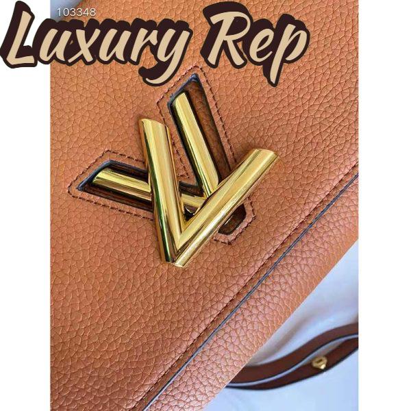 Replica Louis Vuitton LV Women Twist One Handle PM Handbag Brown Taurillon Cowhide 9