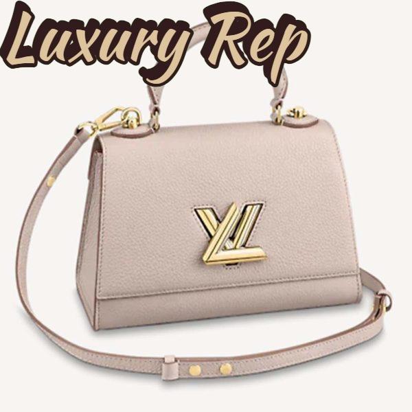 Replica Louis Vuitton LV Women Twist One Handle PM Handbag Pink Greige Taurillon Cowhide