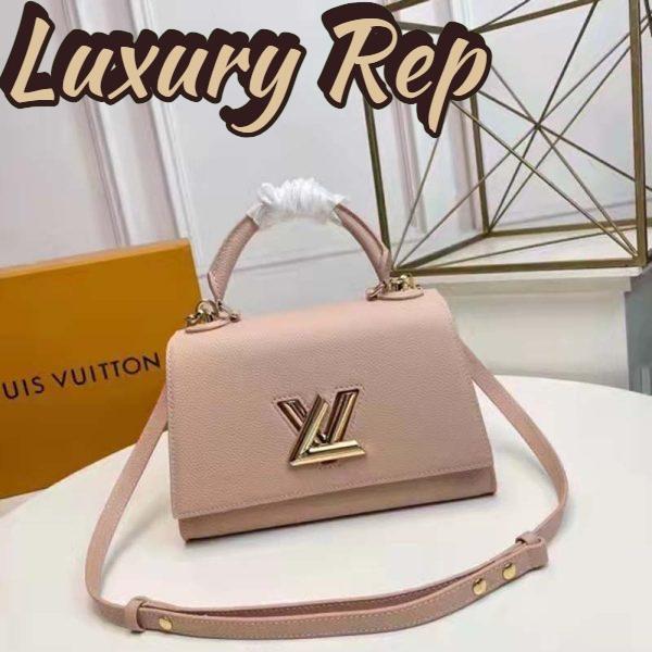 Replica Louis Vuitton LV Women Twist One Handle PM Handbag Pink Greige Taurillon Cowhide 3
