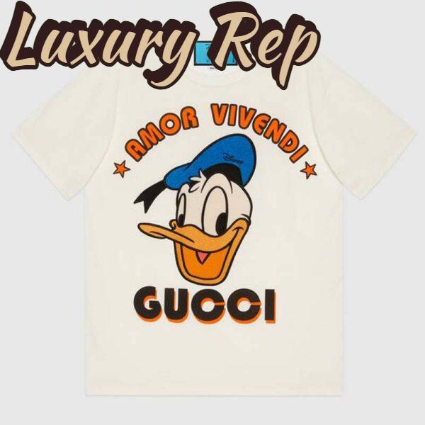 Replica Gucci Women Disney x Gucci Donald Duck T-Shirt Cotton Jersey Crewneck Oversize Fit-White