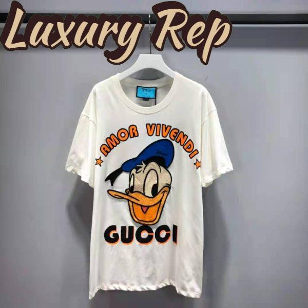 Replica Gucci Women Disney x Gucci Donald Duck T-Shirt Cotton Jersey Crewneck Oversize Fit-White 2