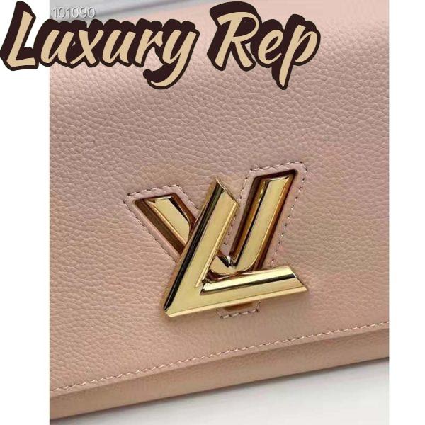 Replica Louis Vuitton LV Women Twist One Handle PM Handbag Pink Greige Taurillon Cowhide 7