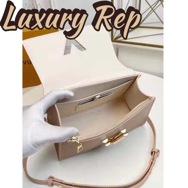 Replica Louis Vuitton LV Women Twist One Handle PM Handbag Pink Greige Taurillon Cowhide 8