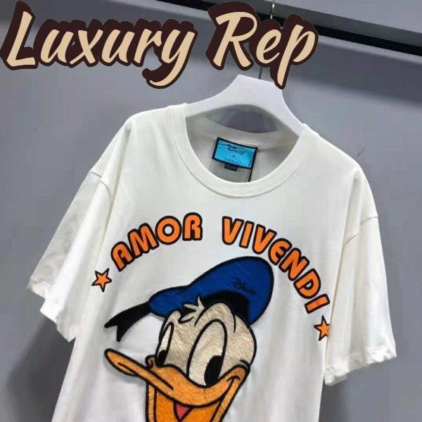 Replica Gucci Women Disney x Gucci Donald Duck T-Shirt Cotton Jersey Crewneck Oversize Fit-White 3