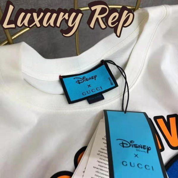 Replica Gucci Women Disney x Gucci Donald Duck T-Shirt Cotton Jersey Crewneck Oversize Fit-White 9