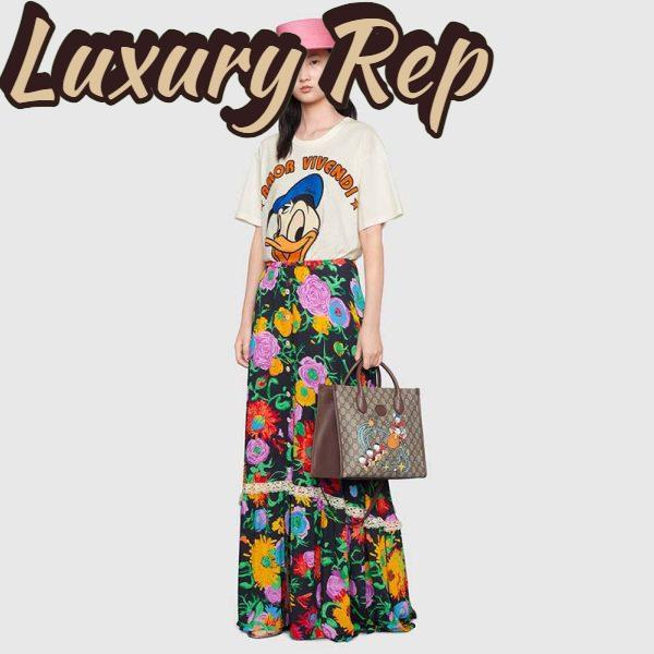 Replica Gucci Women Disney x Gucci Donald Duck T-Shirt Cotton Jersey Crewneck Oversize Fit-White 12