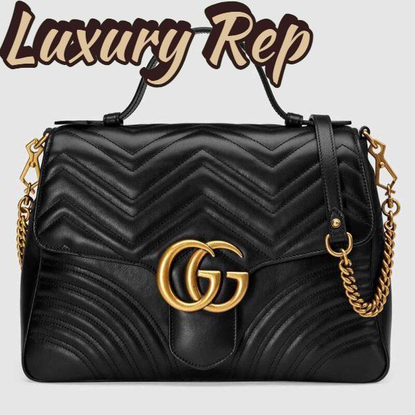 Replica Gucci GG Women GG Marmont Medium Top Handle Bag-Black 2