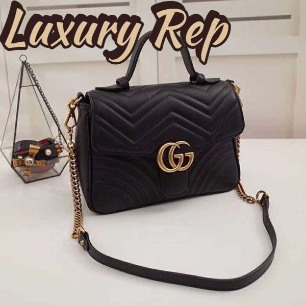 Replica Gucci GG Women GG Marmont Medium Top Handle Bag-Black 3
