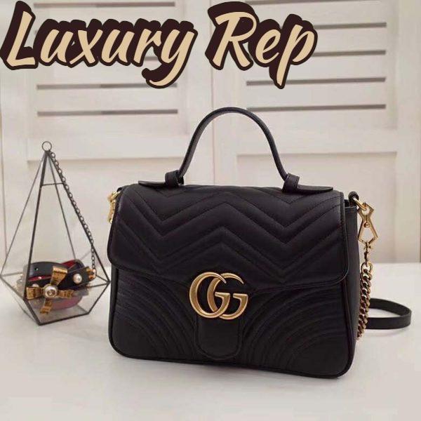 Replica Gucci GG Women GG Marmont Medium Top Handle Bag-Black 4