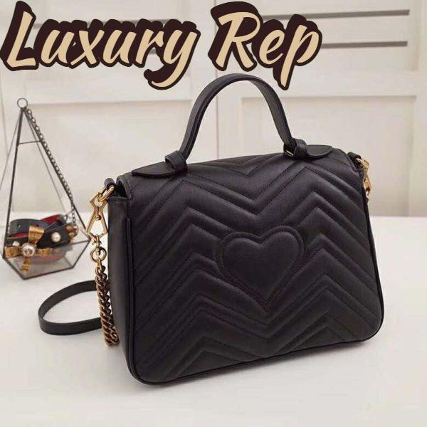 Replica Gucci GG Women GG Marmont Medium Top Handle Bag-Black 5