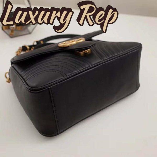 Replica Gucci GG Women GG Marmont Medium Top Handle Bag-Black 7