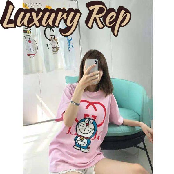 Replica Gucci Women Doraemon x Gucci Cotton T-Shirt Pink Jersey Crewneck Oversize Fit 8