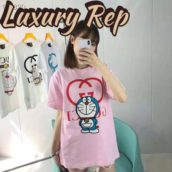 Replica Gucci Women Doraemon x Gucci Cotton T-Shirt Pink Jersey Crewneck Oversize Fit 10