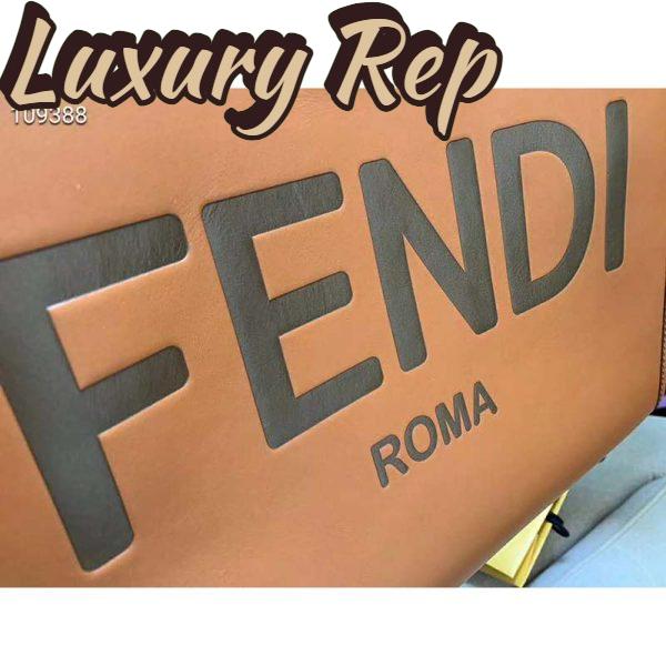 Replica Fendi Women Sunshine Shopper Bag Brown Leather Shopper “FENDI ROMA” 6
