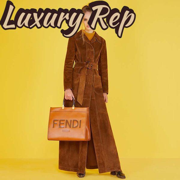 Replica Fendi Women Sunshine Shopper Bag Brown Leather Shopper “FENDI ROMA” 8