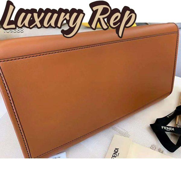 Replica Fendi Women Sunshine Shopper Bag Brown Leather Shopper “FENDI ROMA” 9