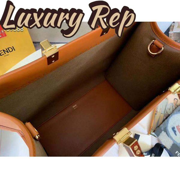Replica Fendi Women Sunshine Shopper Bag Brown Leather Shopper “FENDI ROMA” 10