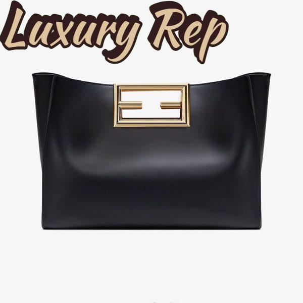 Replica Fendi Women Way Medium Made of Camellia-Colored Leather Bag-Black 2