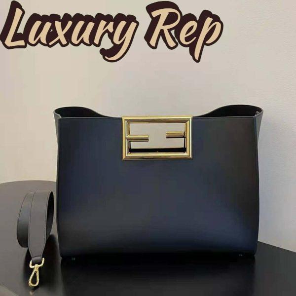 Replica Fendi Women Way Medium Made of Camellia-Colored Leather Bag-Black 3