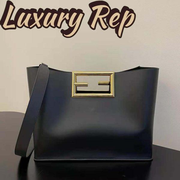Replica Fendi Women Way Medium Made of Camellia-Colored Leather Bag-Black 4