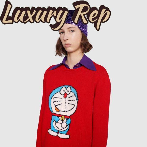 Replica Gucci Women Doraemon x Gucci Wool Sweater Red Wool Crewneck 13