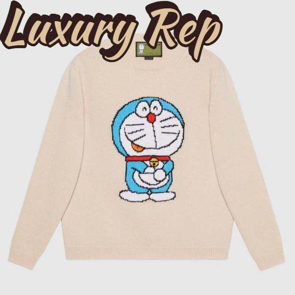Replica Gucci Women Doraemon x Gucci Wool Sweater White Crewneck