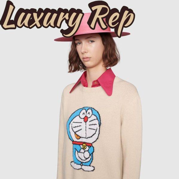 Replica Gucci Women Doraemon x Gucci Wool Sweater White Crewneck 13