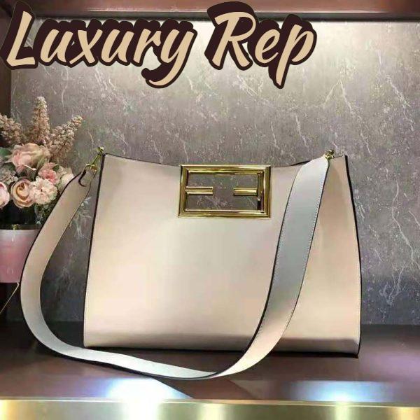 Replica Fendi Women Way Medium Made of Camellia-Colored Leather Bag-White 3