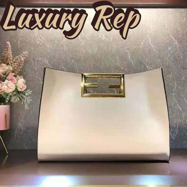 Replica Fendi Women Way Medium Made of Camellia-Colored Leather Bag-White 4