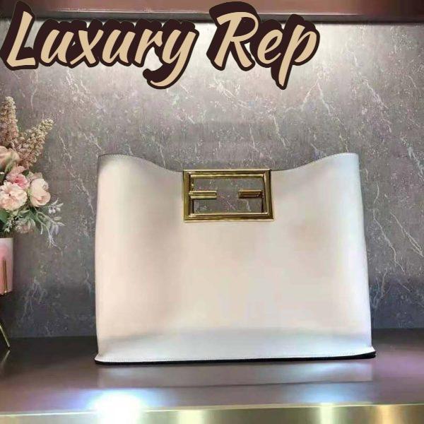 Replica Fendi Women Way Medium Made of Camellia-Colored Leather Bag-White 5