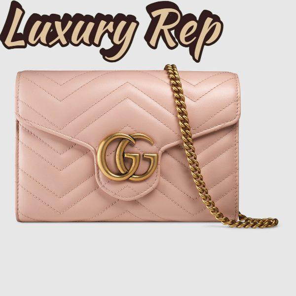 Replica Gucci GG Marmont Mini Chain Bag in Matelassé Chevron Leather 2