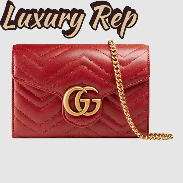 Replica Gucci GG Marmont Mini Chain Bag in Matelassé Chevron Leather 3
