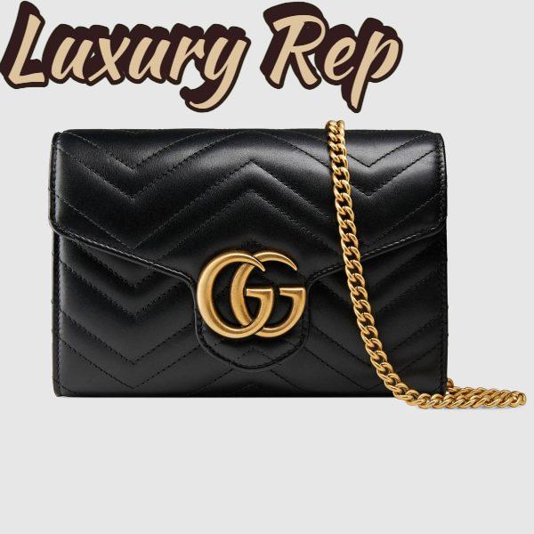 Replica Gucci GG Marmont Mini Chain Bag in Matelassé Chevron Leather 4