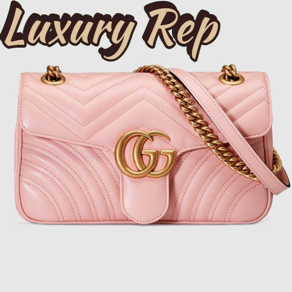 Replica Gucci GG Marmont Small Chain Shoulder Bag in Matelassé Chevron Leather 2