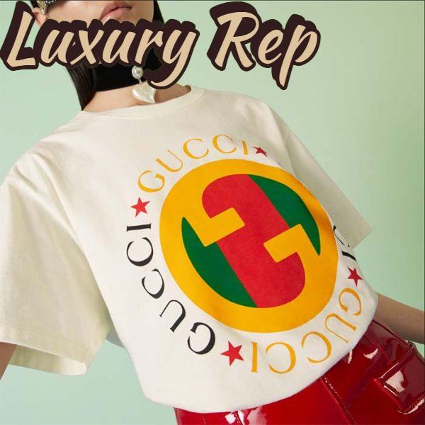 Replica Gucci Women GG Cotton Jersey Printed T-Shirt Off White Crewneck Short Sleeves 9