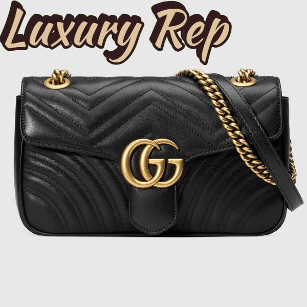 Replica Gucci GG Marmont Small Chain Shoulder Bag in Matelassé Chevron Leather 8