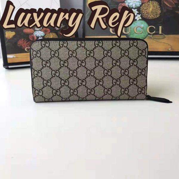 Replica Gucci GG Men Bee Print GG Supreme Zip Around Wallet in Beige/Ebony GG Supreme 4
