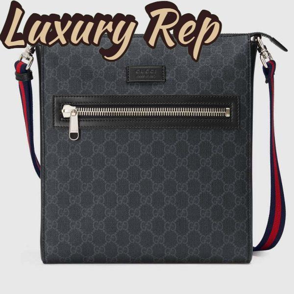 Replica Gucci GG Men GG Black Messenger Bag Supreme Canvas-Grey