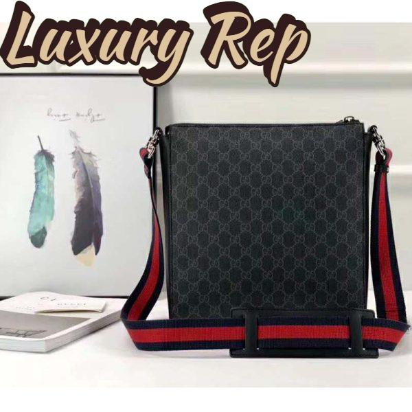 Replica Gucci GG Men GG Black Messenger Bag Supreme Canvas-Grey 5
