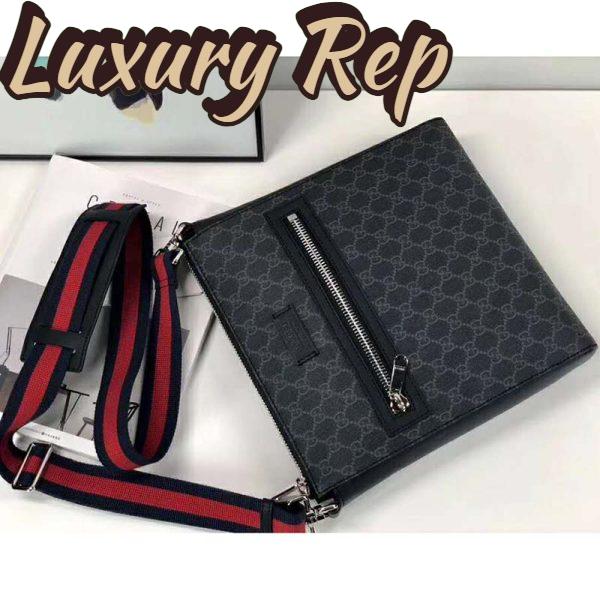 Replica Gucci GG Men GG Black Messenger Bag Supreme Canvas-Grey 6