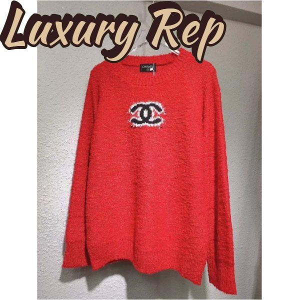 Replica Chanel Women Pullover Wool and Mixed Fibers & Cashmere Sweater-Red 3